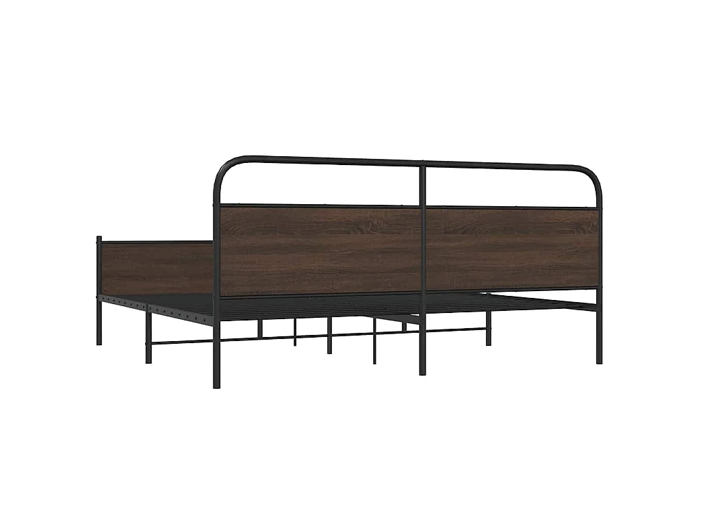 Estrutura cama sem colchão 180x200 cm metal carvalho castanho