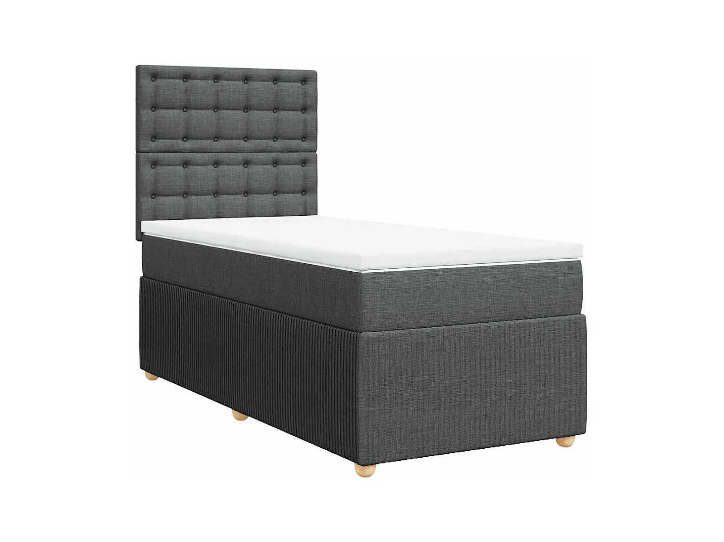 Sommier à lattes de lit avec matelas Gris foncé 90x200 cm Tissu