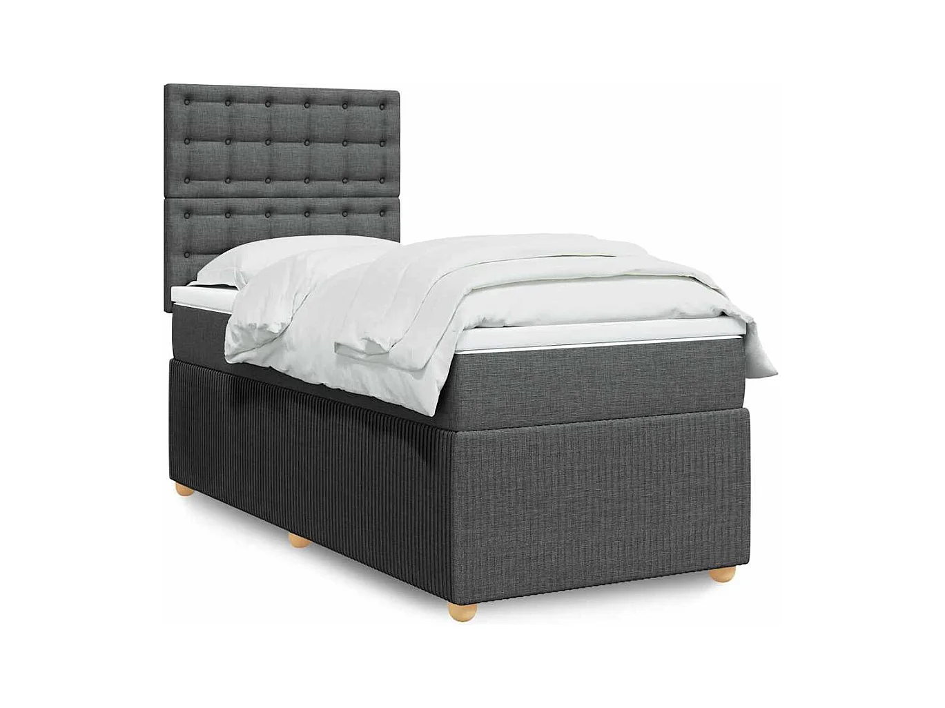 Boxspring met matras stof donkergrijs 90x200 cm