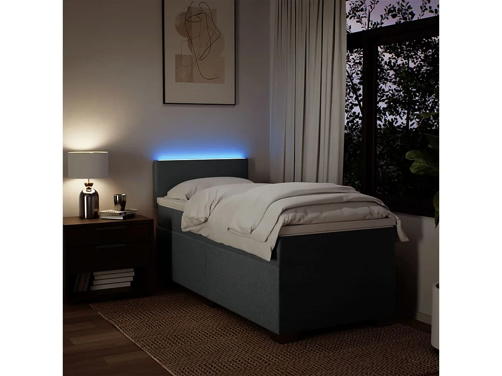 Boxspringbett mit Matratze Dunkelgrau 90x200 cm Stoff