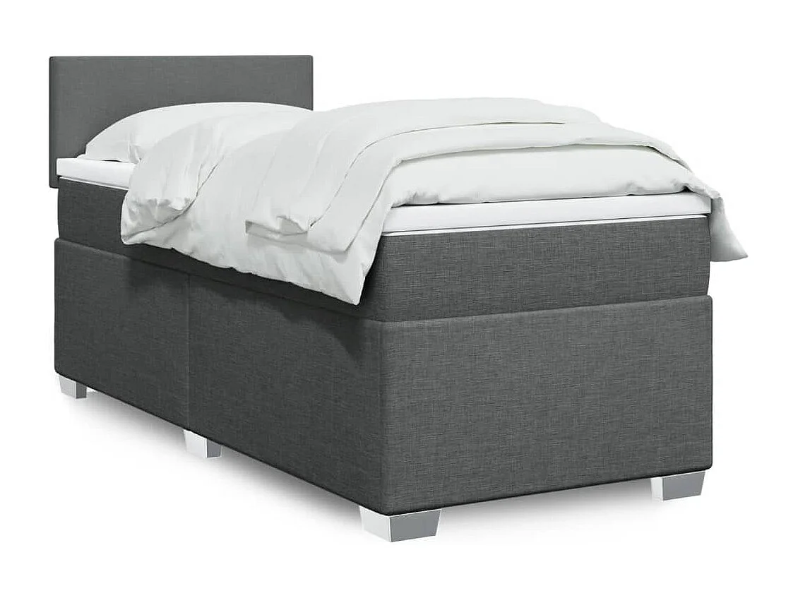 Giroletto a Molle con Materasso Grigio Scuro 90x200 cm Tessuto