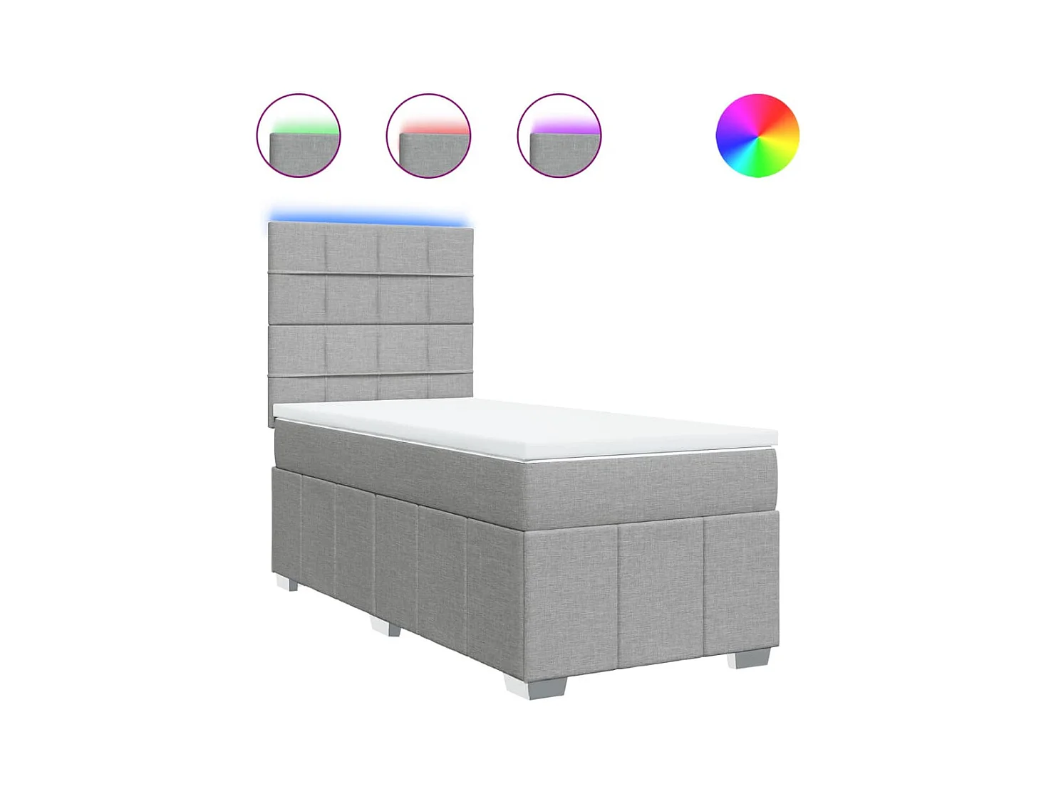 Boxspring met matras stof lichtgrijs 90x190 cm