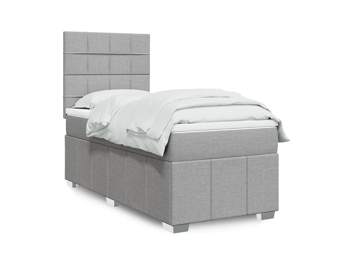 Sommier à lattes de lit et matelas Gris clair 90x190 cm Tissu