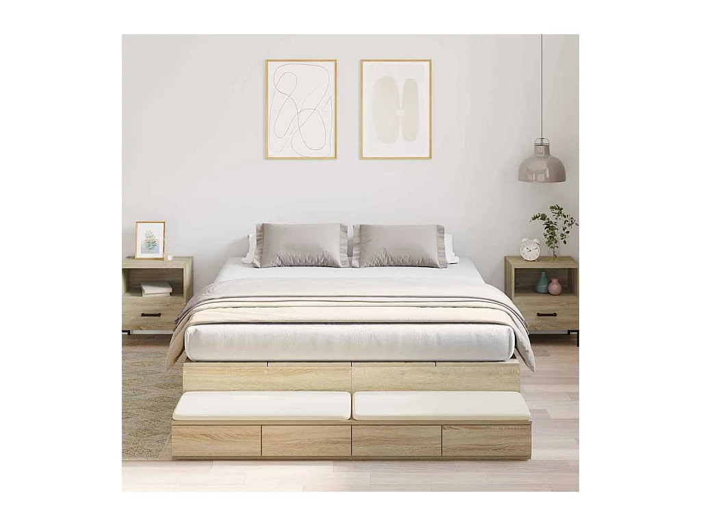 Cadre de lit avec rangement avec tiroir Chêne Sonoma 150 cm