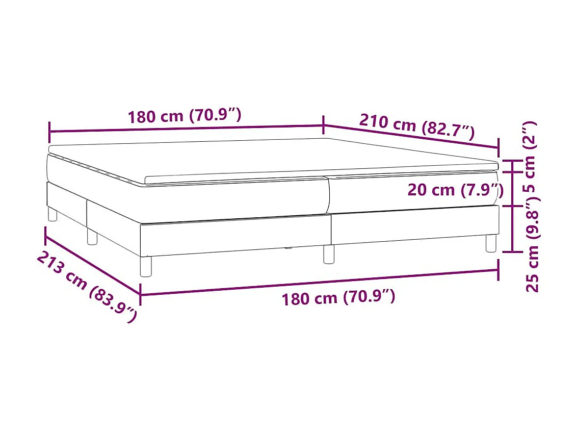 Boxspring met matras fluweel roze 180x210 cm