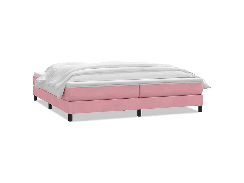 Cama box spring con colchón terciopelo rosa 180x210 cm