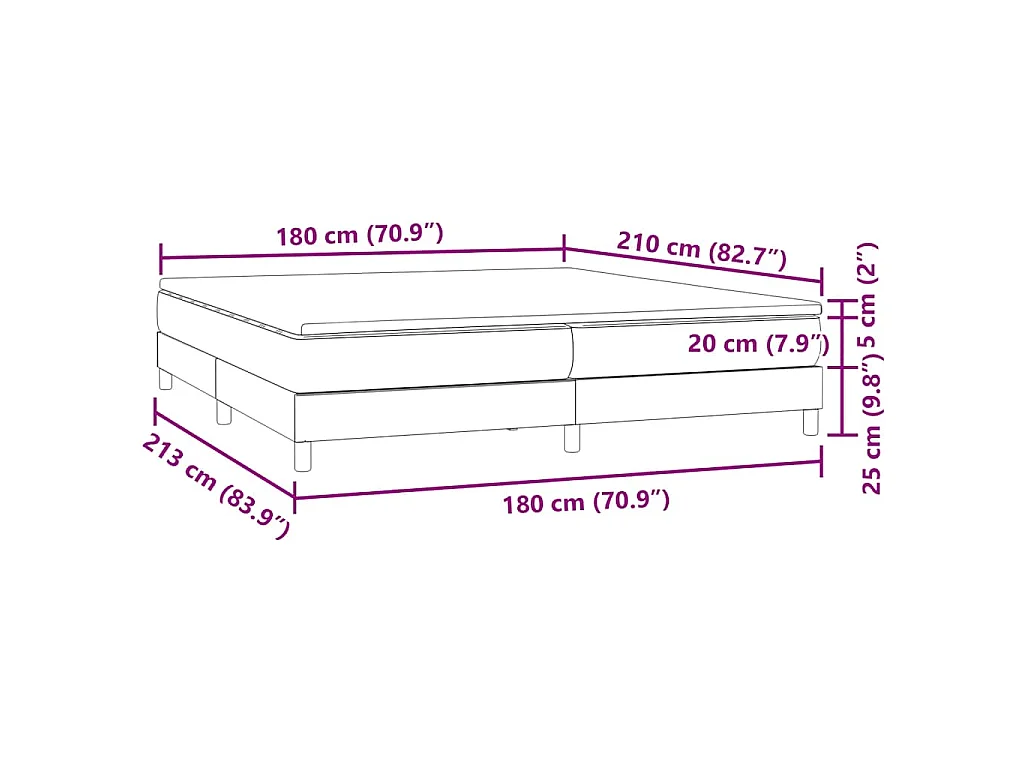 Cama box spring con colchón terciopelo rosa 180x210 cm