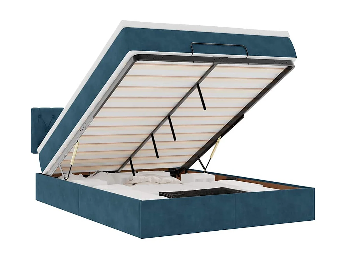 Ottoman-Bett mit Matratze Dunkelblau 140x190 cm Samt