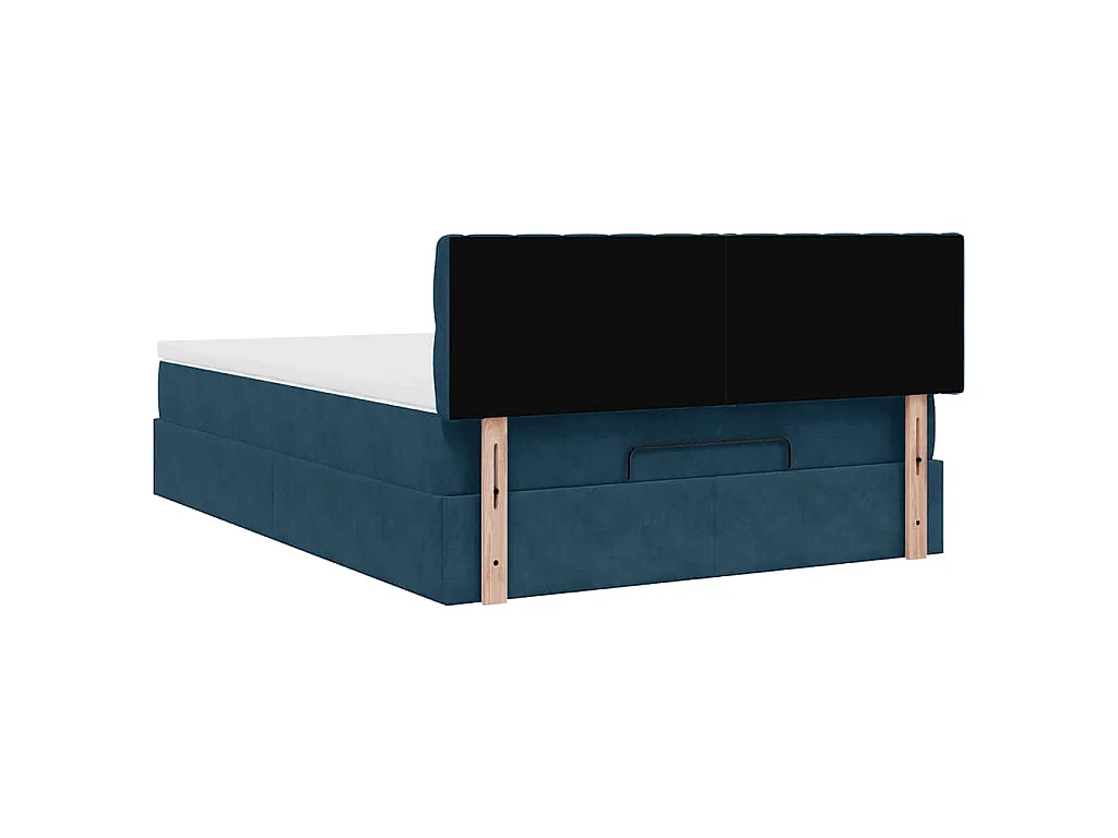 Cadre de lit ottoman avec matelas bleu foncé 140x190 cm velours