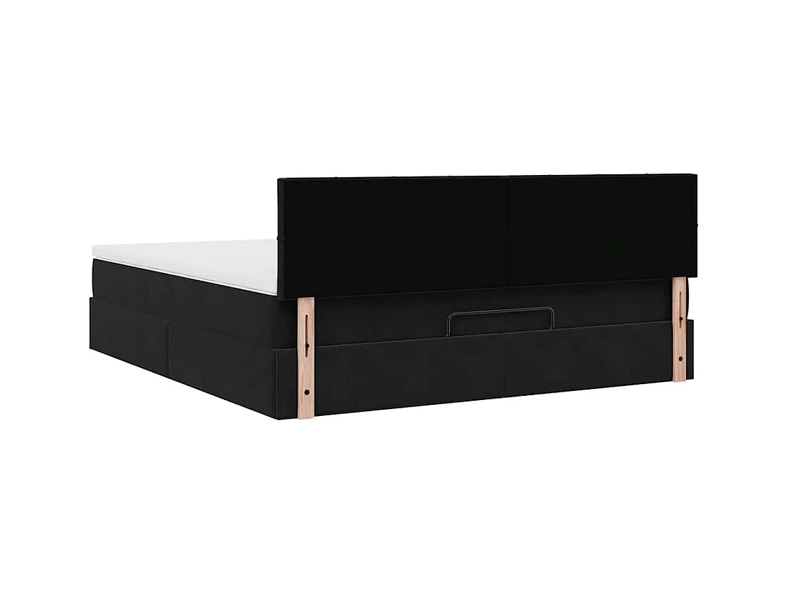 Ottoman-Bett mit Matratze & LEDs Schwarz 180x200 cm Samt