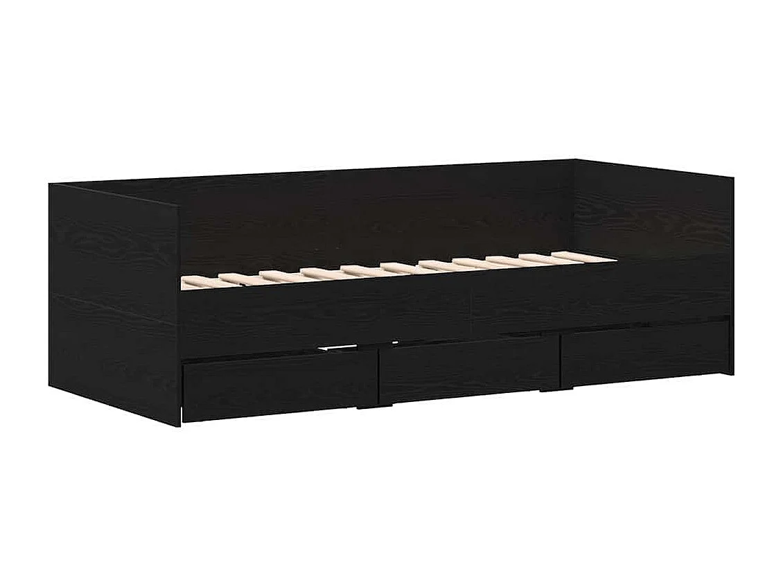 Lit d'appoint Chêne noir 90 x 200 cm Bois d'ingénierie