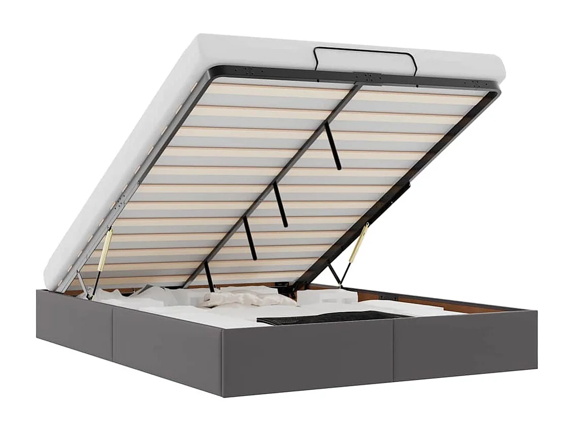 Bedframe zonder matras 140x190 cm kunstleer grijs