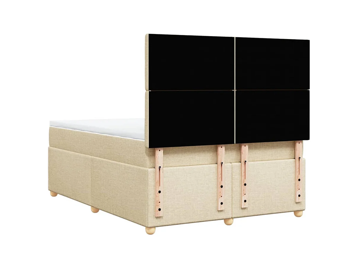 Sommier à lattes de lit avec matelas Crème 140x200 cm Tissu