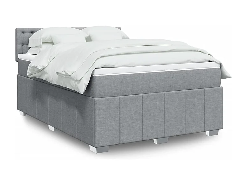 Boxspringbett mit Matratze Hellgrau 140x200 cm Stoff