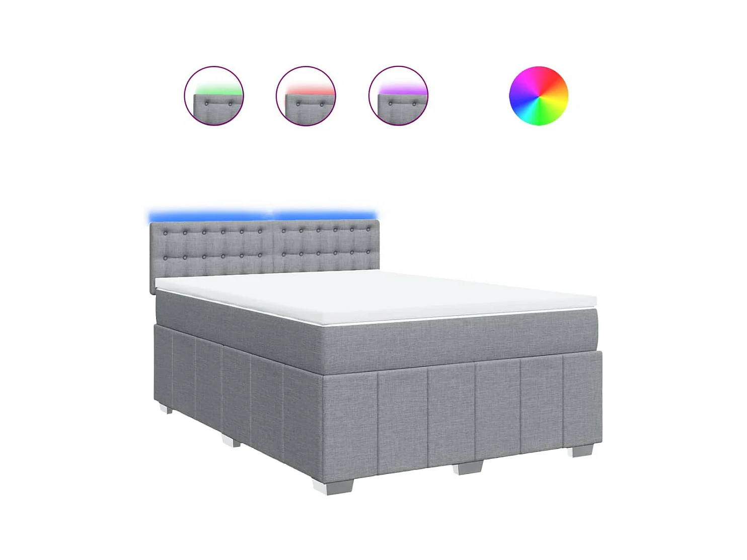 Giroletto a Molle con Materasso Grigio Chiaro 140x200cm Tessuto