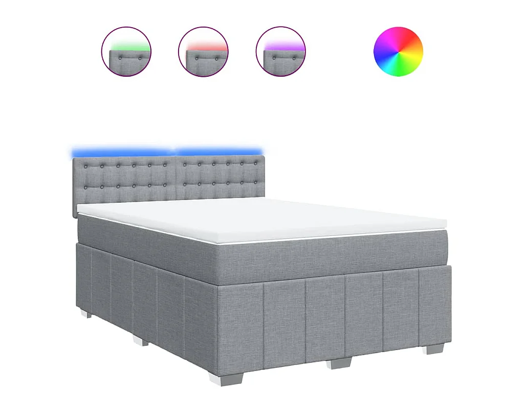 Boxspringbett mit Matratze Hellgrau 140x200 cm Stoff