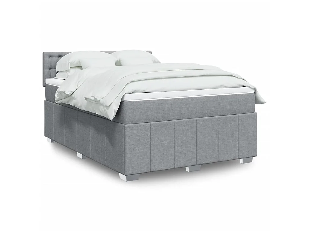 Boxspringbett mit Matratze Hellgrau 140x200 cm Stoff