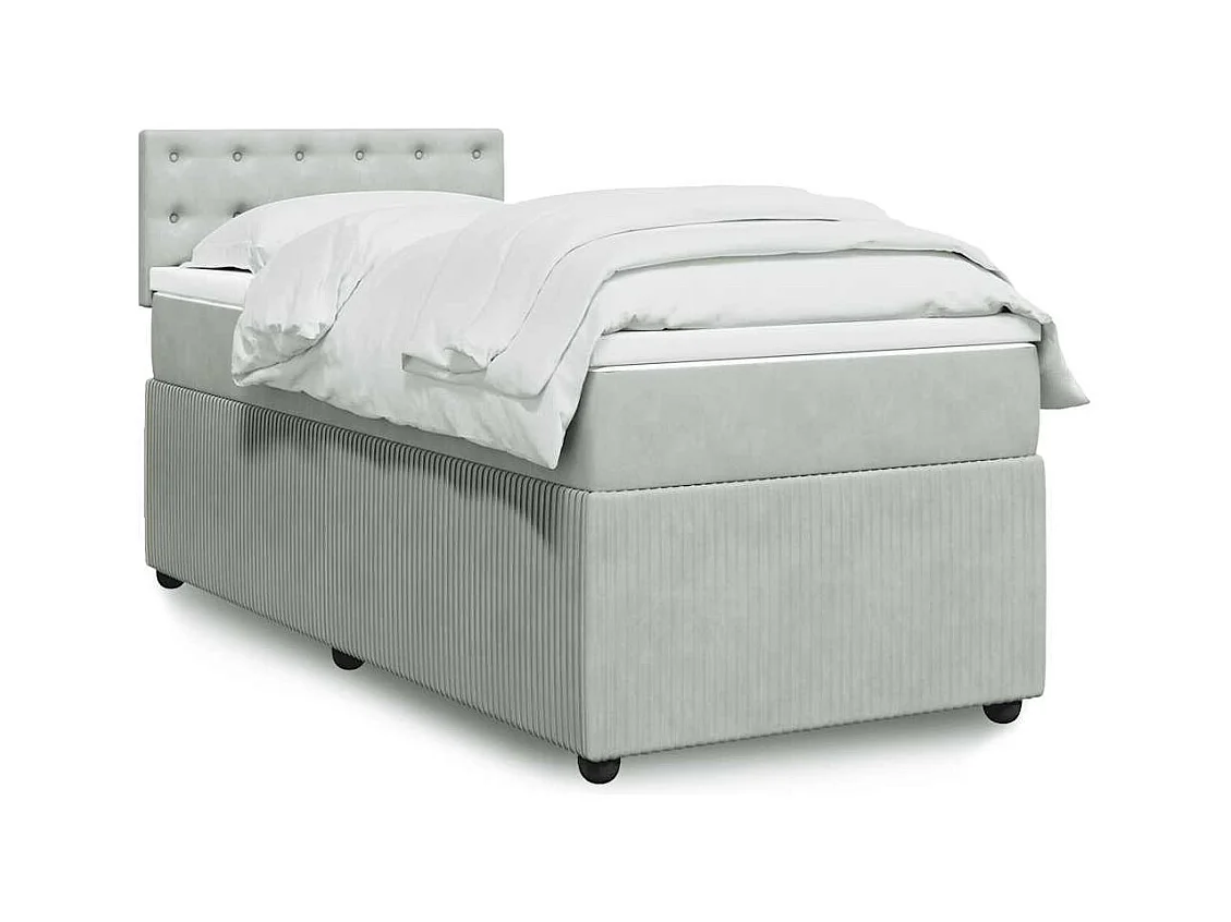 Sommier à lattes de lit et matelas Gris clair 90x200 cm Velours