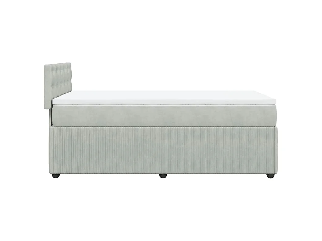 Cama box spring con colchón terciopelo gris claro 90x190 cm