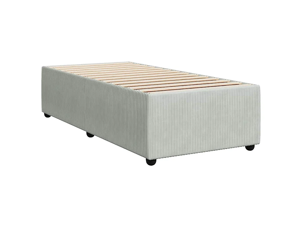 Cama box spring con colchón terciopelo gris claro 90x190 cm