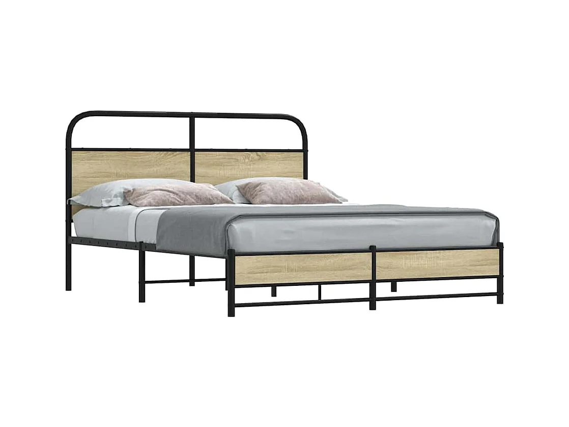 Cadre de lit en métal sans matelas chêne sonoma 160x200 cm
