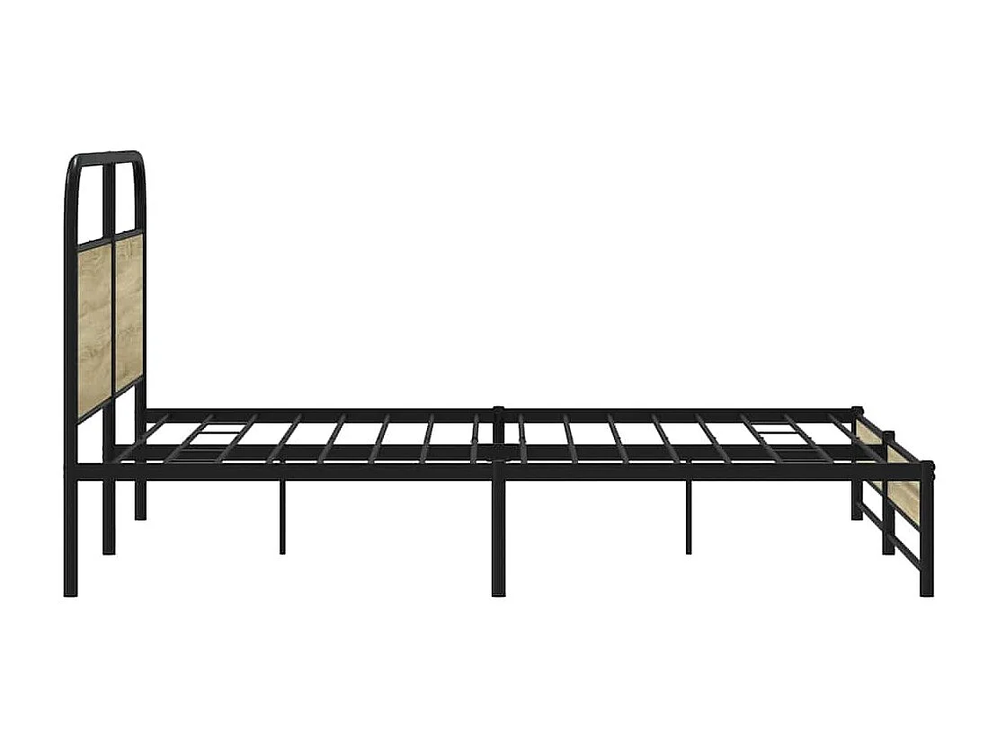 Estrutura de cama sem colchão 160x200cm metal carvalho sonoma