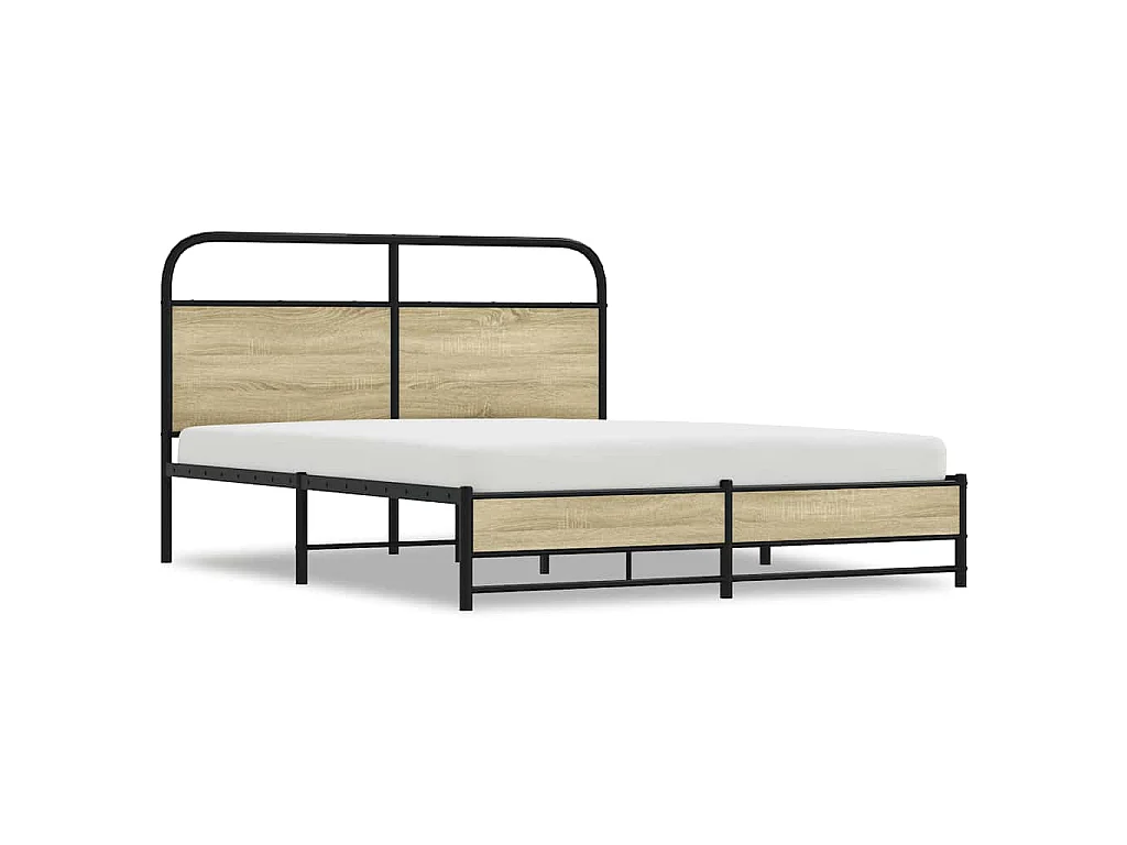 Cadre de lit en métal sans matelas chêne sonoma 160x200 cm