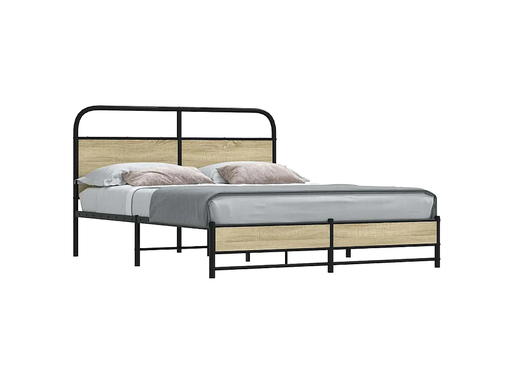 Cadre de lit en métal sans matelas chêne sonoma 160x200 cm