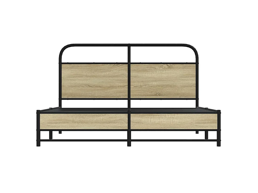 Cadre de lit en métal sans matelas chêne sonoma 160x200 cm
