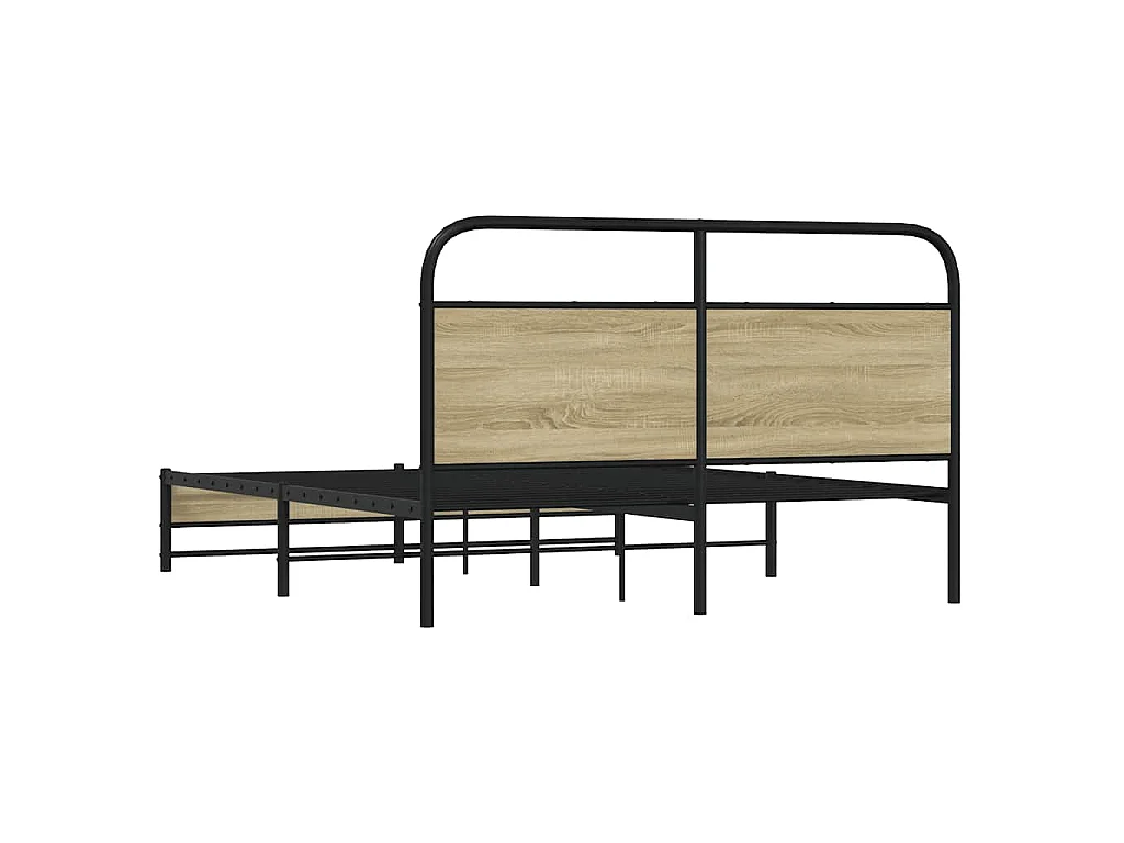 Cadre de lit en métal sans matelas chêne sonoma 160x200 cm