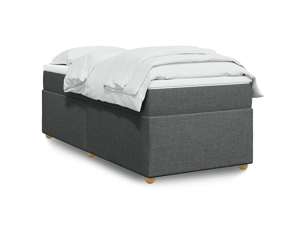 Boxspring met matras stof donkergrijs 90x190 cm