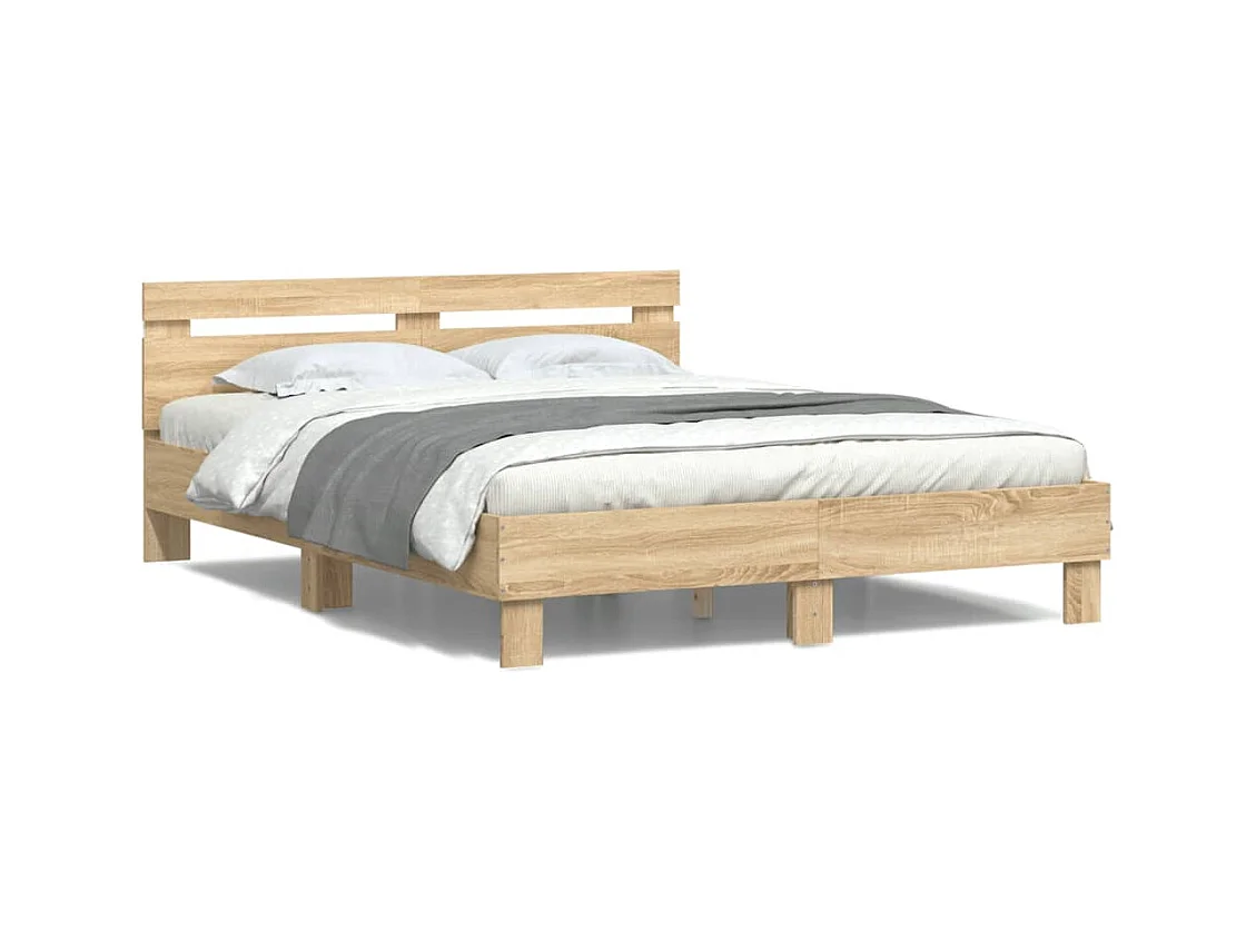 Cadre de lit avec LED sans matelas chêne sonoma 140x190 cm