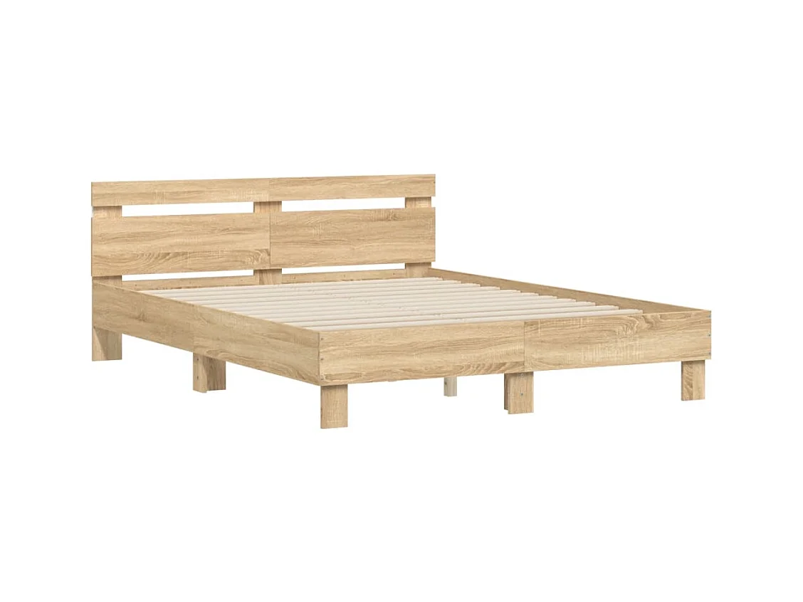 Cadre de lit avec LED sans matelas chêne sonoma 140x190 cm