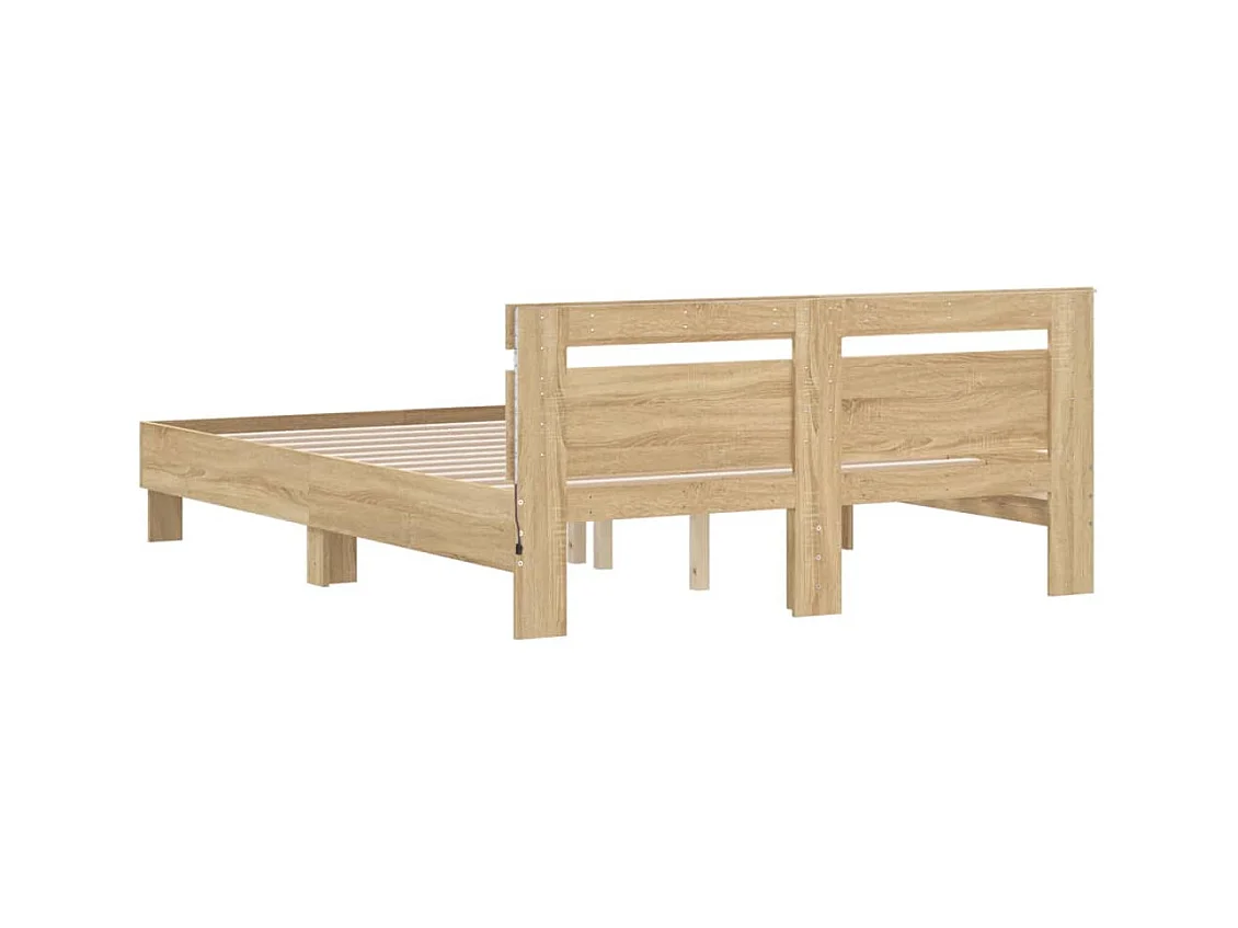 Cadre de lit avec LED sans matelas chêne sonoma 140x190 cm