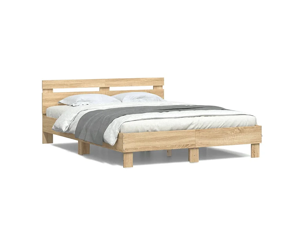 Cadre de lit avec LED sans matelas chêne sonoma 140x190 cm