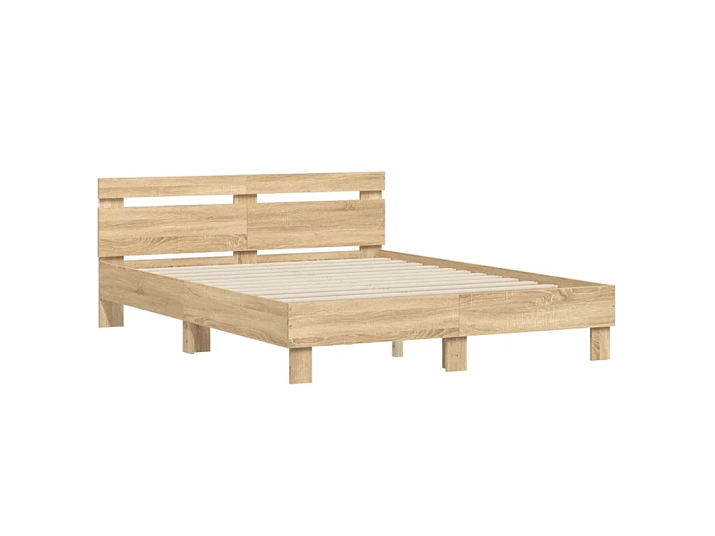 Cadre de lit avec LED sans matelas chêne sonoma 140x190 cm