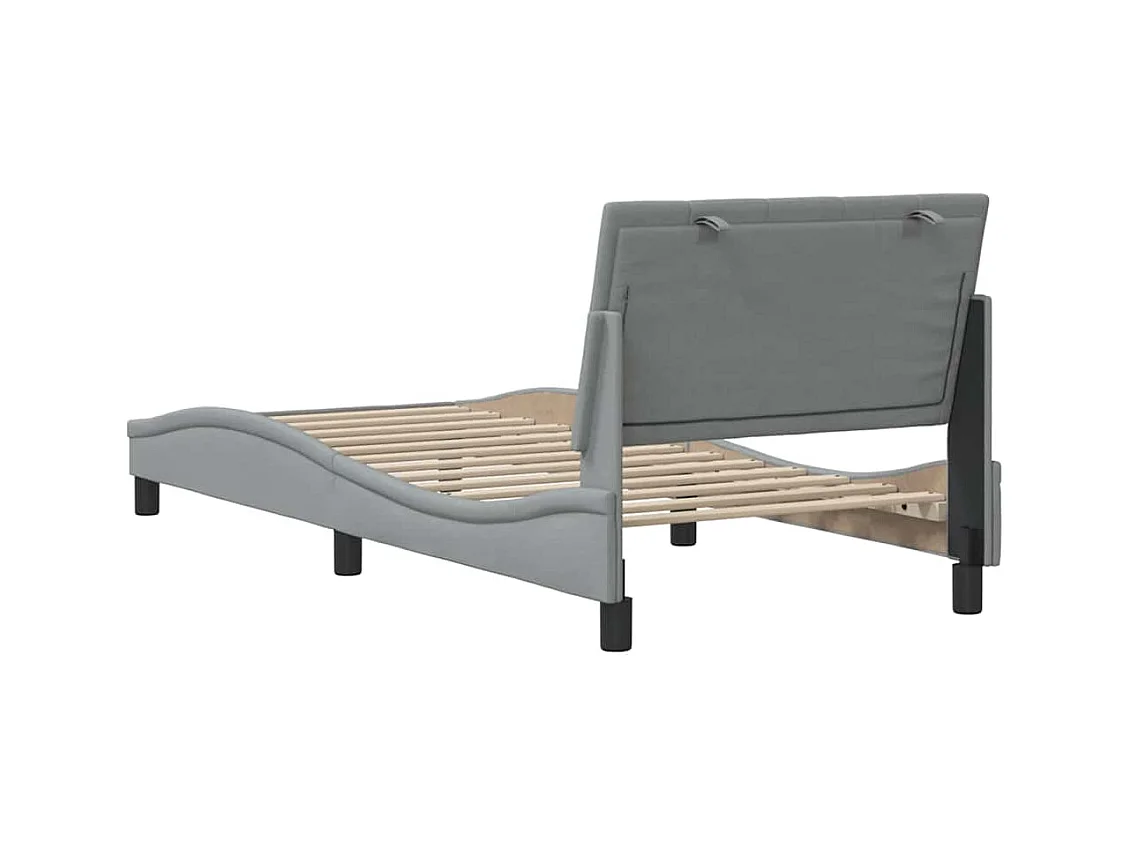 Cadre de lit sans matelas Hanko gris clair 90x200 cm tissu