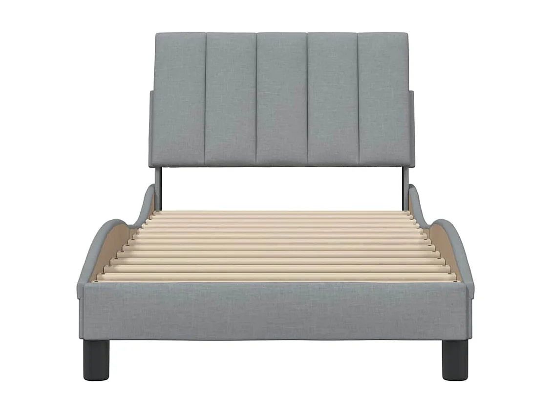 Cadre de lit sans matelas Hanko gris clair 90x200 cm tissu