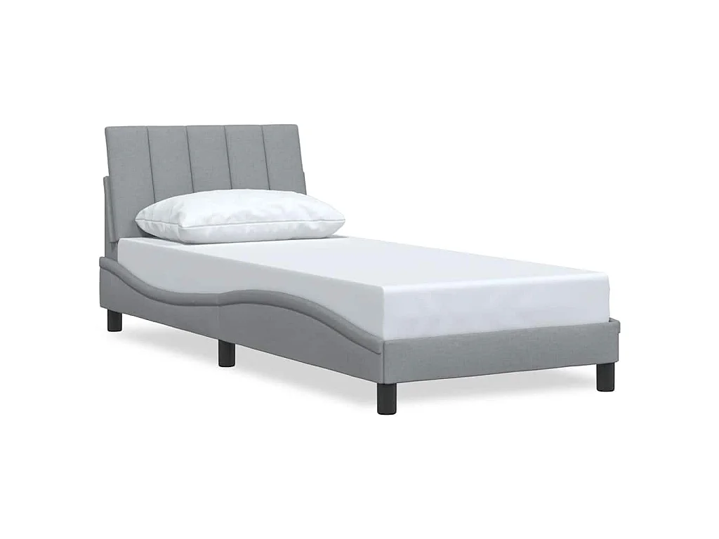 Estrutura de cama sem colchão Hanko 90x200 cm tecido cinzento-claro