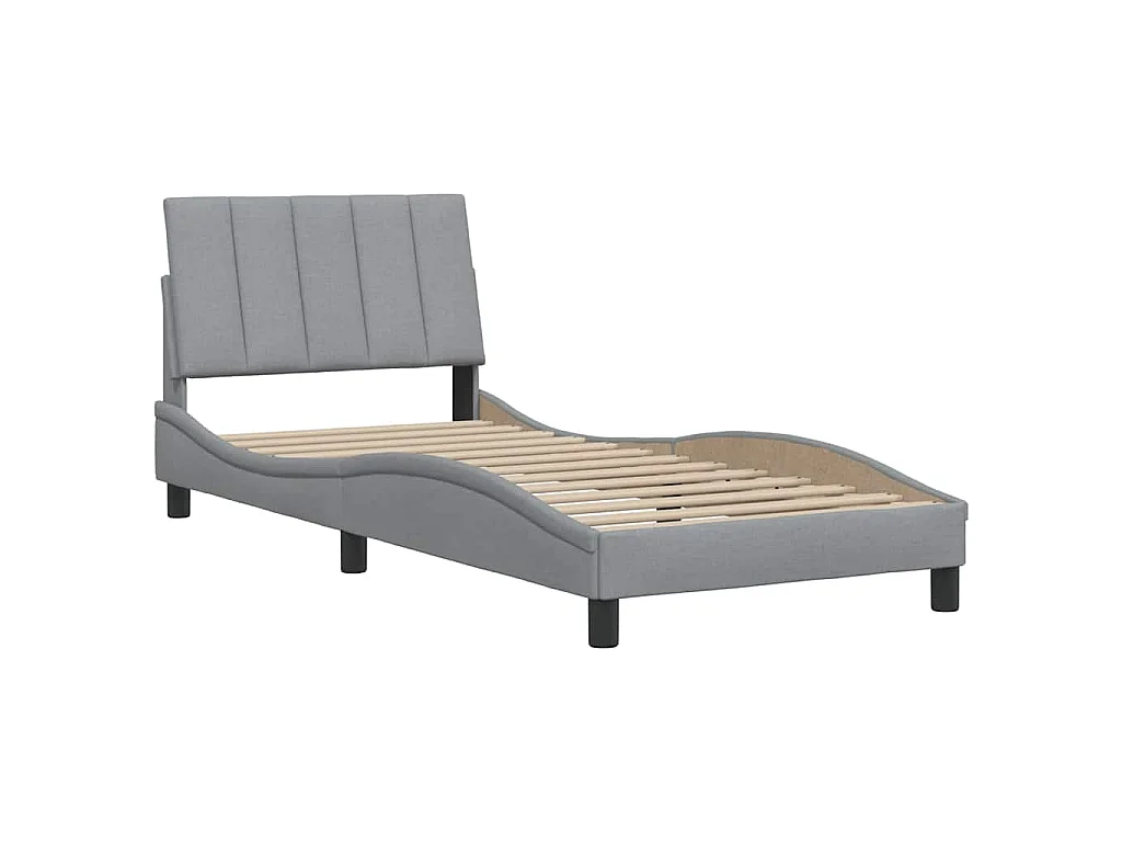 Estrutura de cama sem colchão Hanko 90x200 cm tecido cinzento-claro