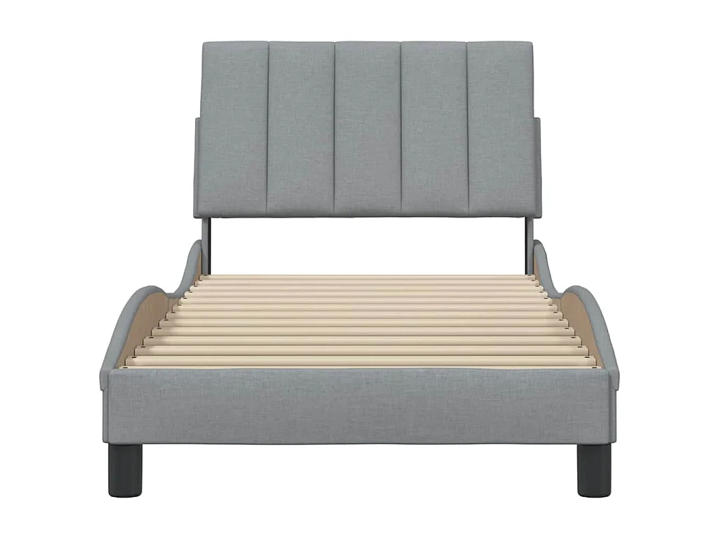 Estrutura de cama sem colchão Hanko 90x200 cm tecido cinzento-claro