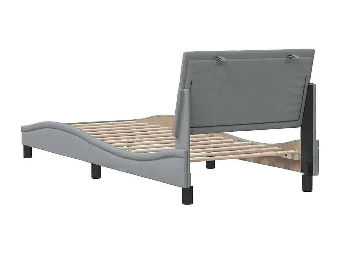 Estrutura de cama sem colchão Hanko 90x200 cm tecido cinzento-claro