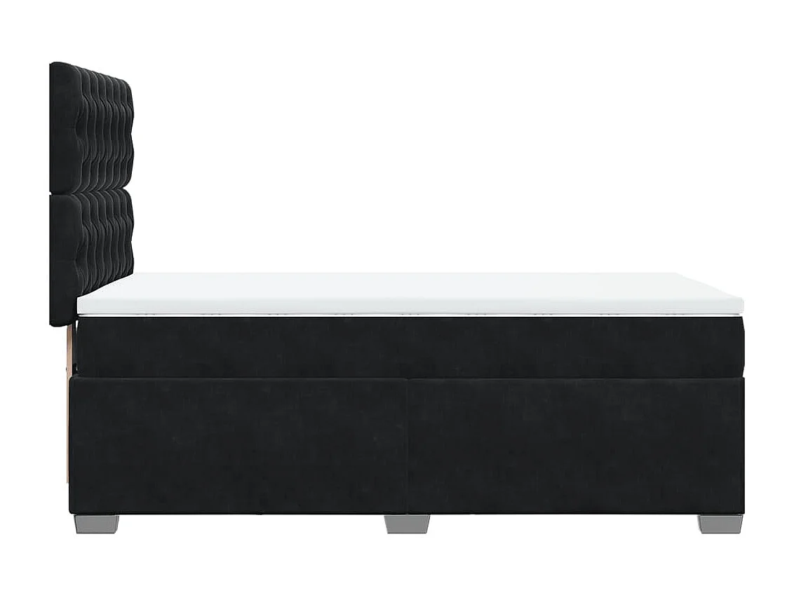 Sommier à lattes de lit avec matelas Noir 100x200 cm Velours