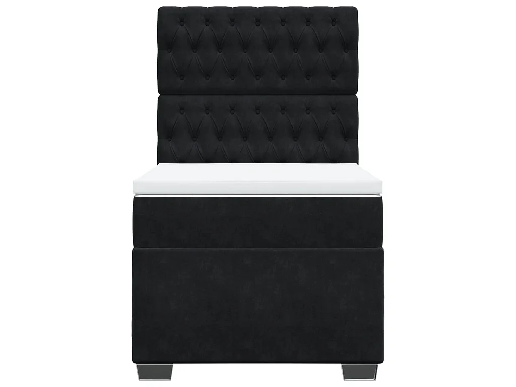 Sommier à lattes de lit avec matelas Noir 100x200 cm Velours