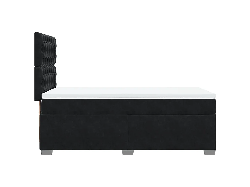 Sommier à lattes de lit avec matelas Noir 100x200 cm Velours
