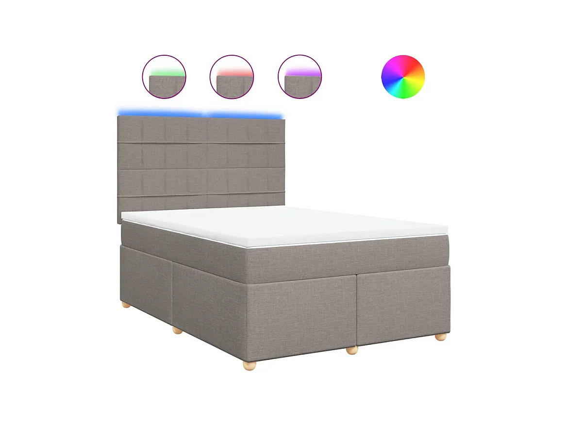 Sommier à lattes de lit avec matelas Taupe 140x190 cm Tissu