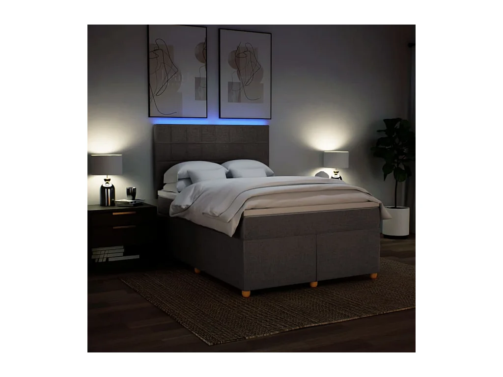 Sommier à lattes de lit avec matelas Taupe 140x190 cm Tissu