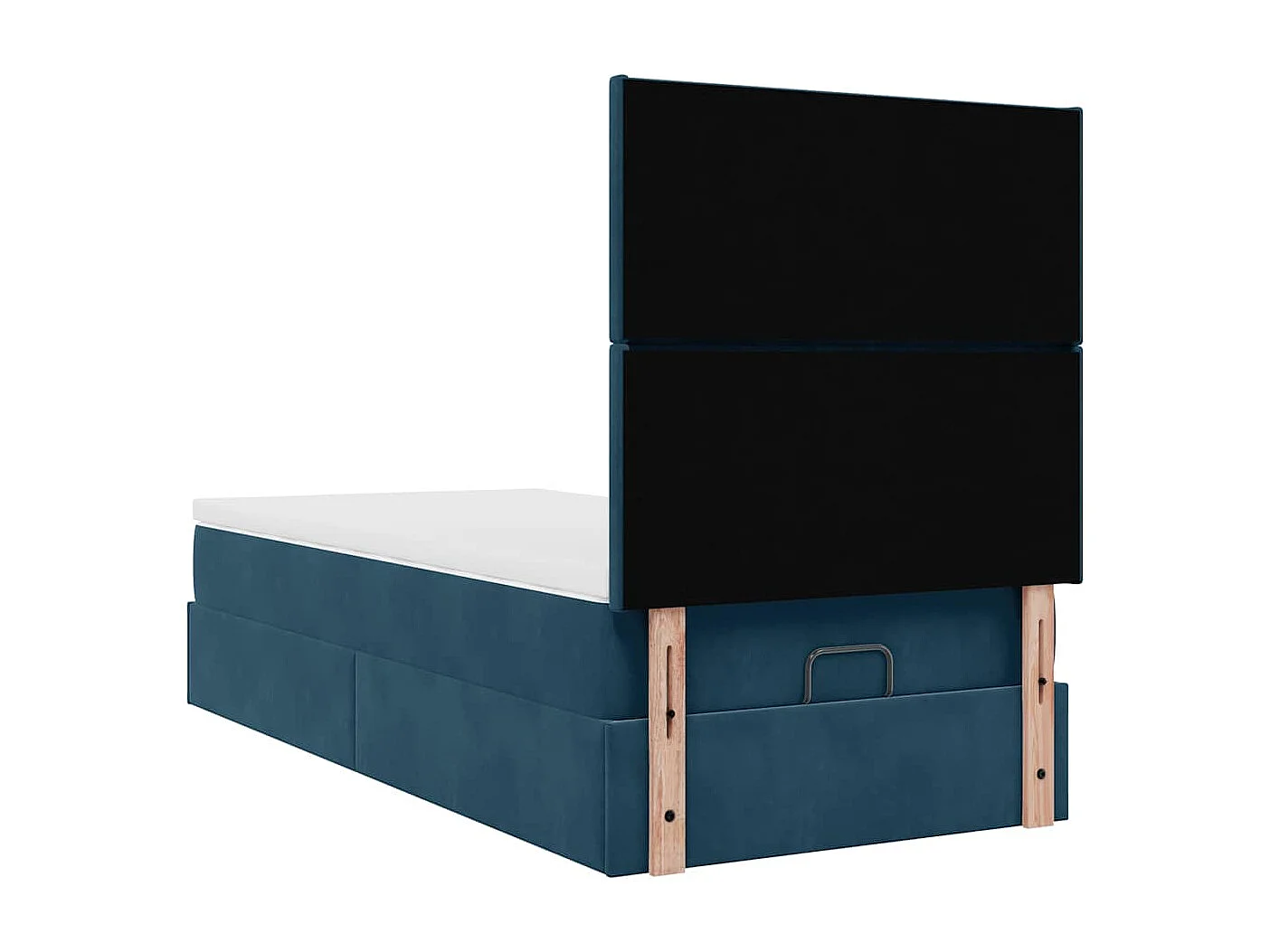 Cadre de lit ottoman avec matelas bleu foncé 90x190 cm velours