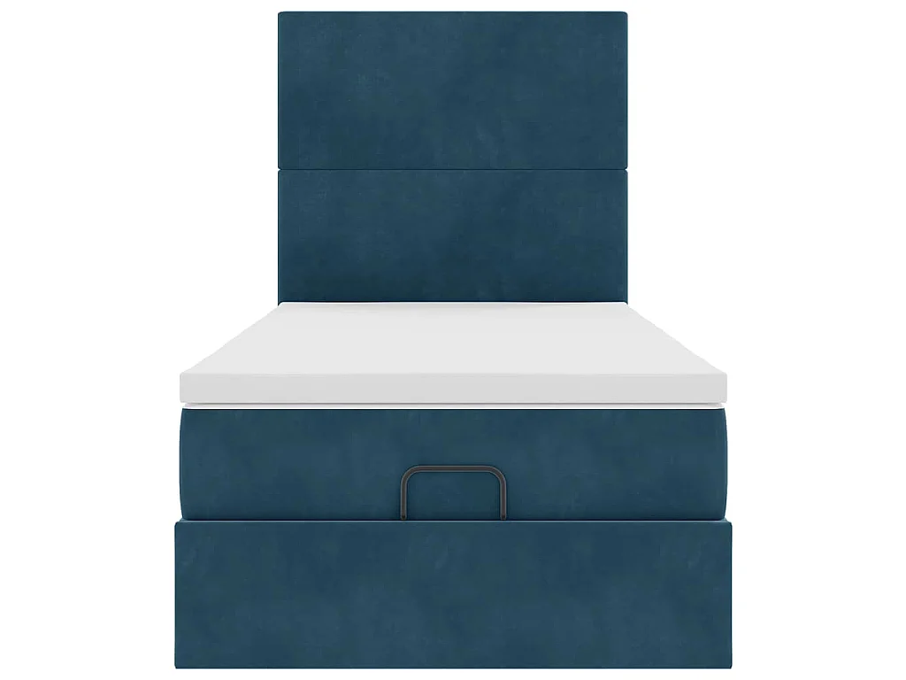Ottoman-Bett mit Matratzen & LEDs Dunkelblau 90x190 cm Samt