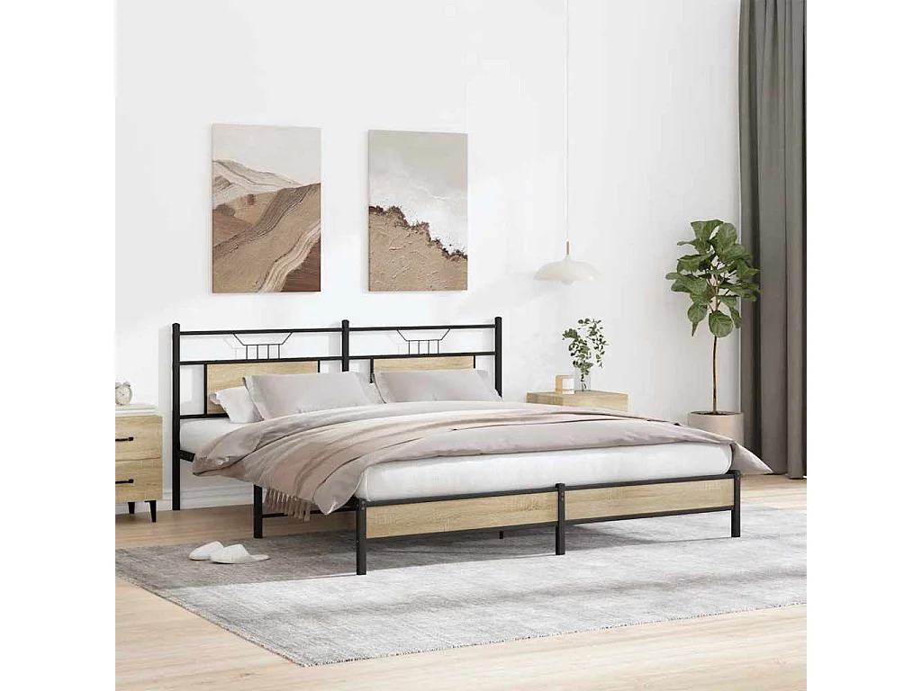 Cadre de lit sans matelas chêne sonoma 160x200 cm